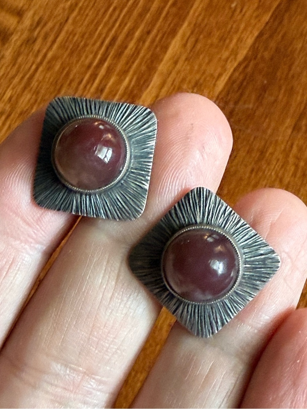 Modernist Signed Cufflinks with textural design
